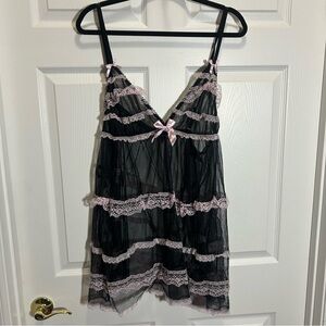 Chic Black and Pink Lace Chemise